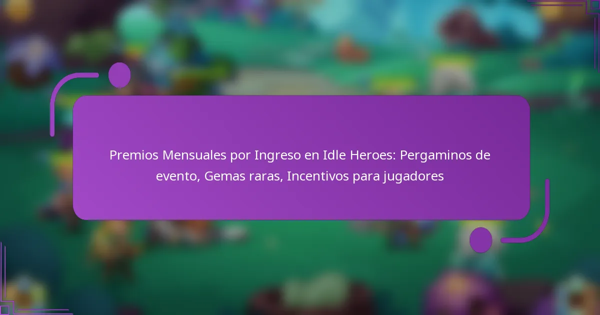 Premios Mensuales por Ingreso en Idle Heroes: Pergaminos de evento, Gemas raras, Incentivos para jugadores